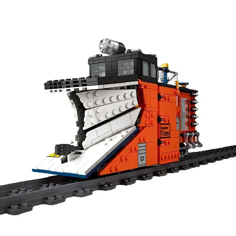 945PCS MOC Snow Shovel Train Building Blocks Set, Railway Locomotive Brick Model with LED Lights, Toy for Kids & Adults
