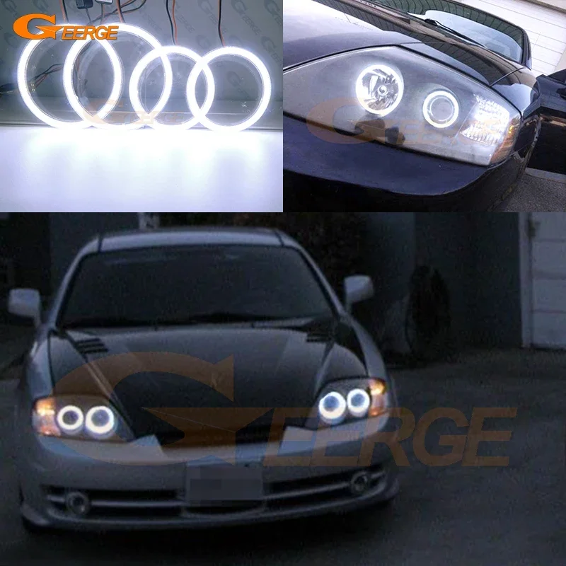 

Для Hyundai Tiburon Tuscani Coupe SIII GK 2003 2004 2005 2006, отличный DRL, ультра яркий COB, светодиодный комплект «ангельские глазки», кольца Halo