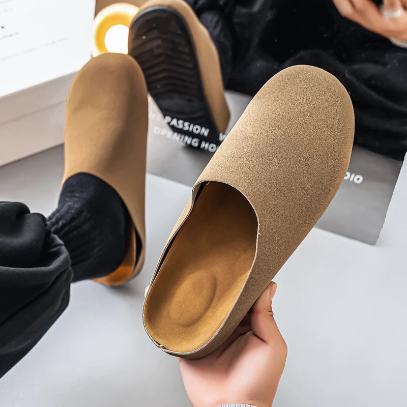 

Мужские летние сандалии большого размера, удобные шлепанцы на толстой подошве, повседневные уличные сандалии без застежек