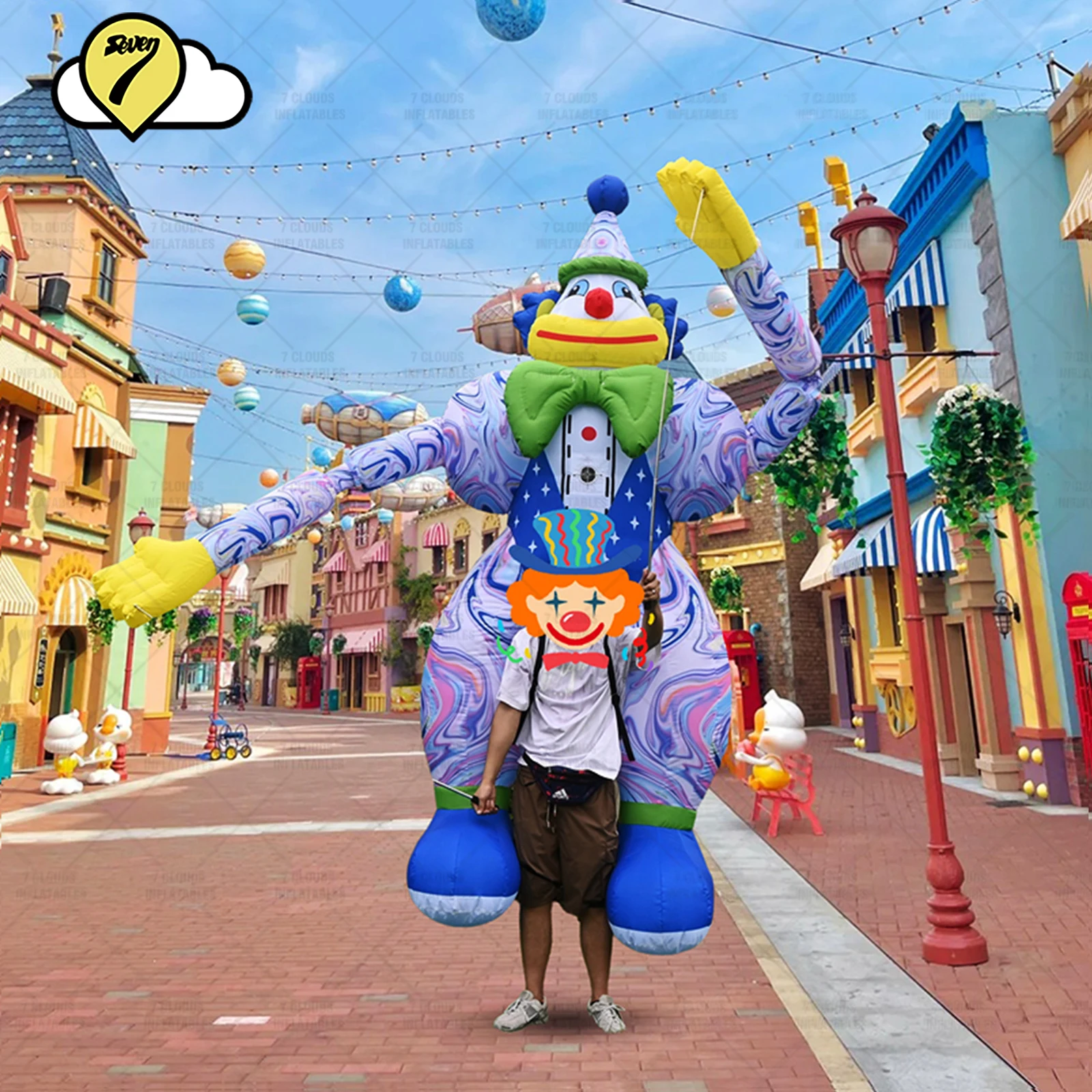 3.5M  Large Cartoon Clown Costume Walking Dancer Inflatable  Air Model Outdoor Indoor  for Props Birthday  Festival  Supermarket