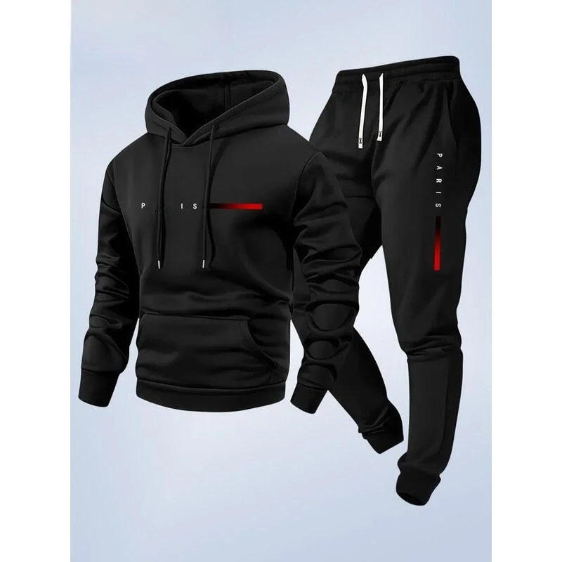 Men's Paris Letter Print Hooded Sweater Elastic Spring Fall Comfortable Fit Sportswear Other Brands Unisex Non-deformable