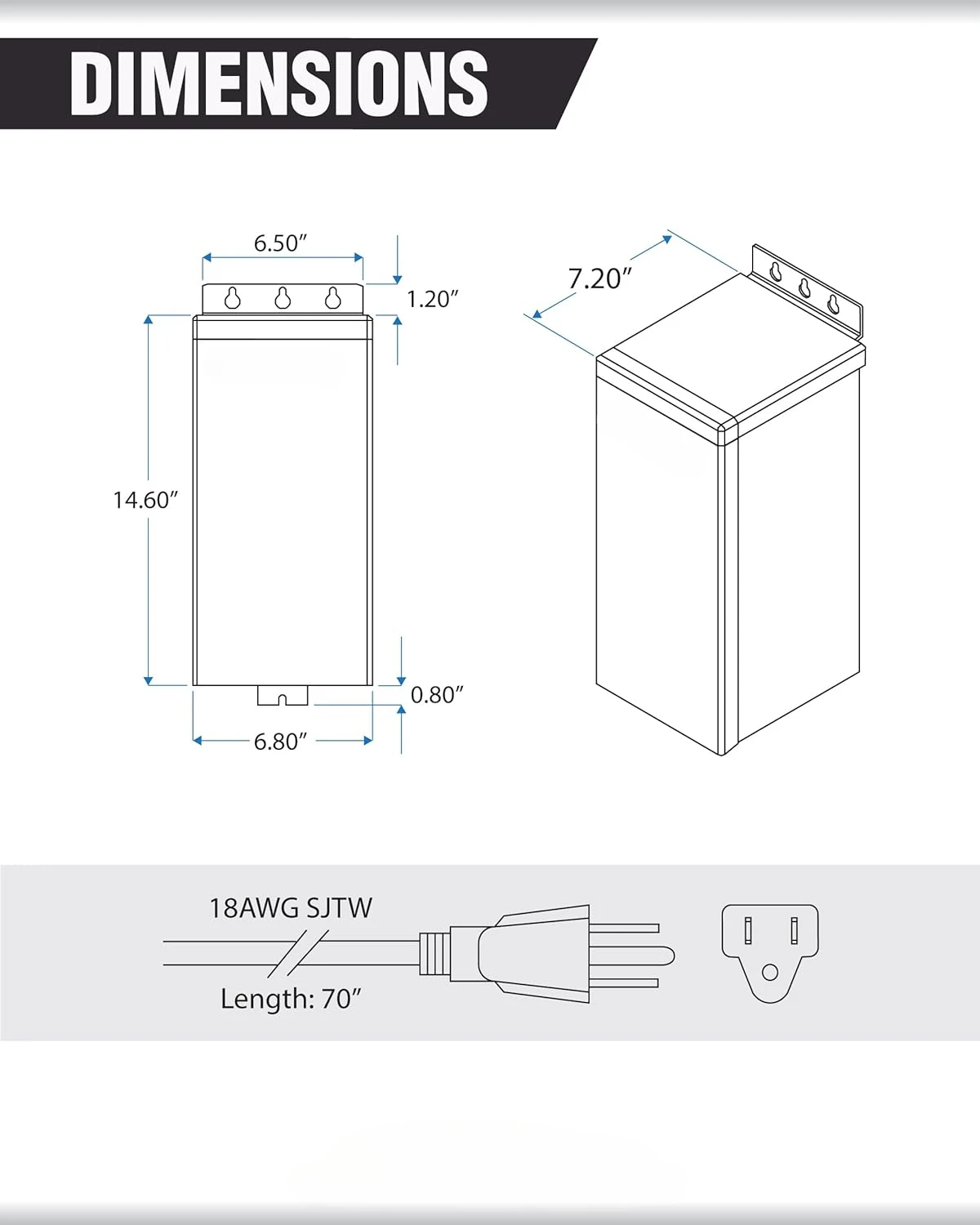 Outdoor Landscape Lighting Transformer, Weatherproof for Pathway Lights, Spotlight and Pool/Spa Lightings - ETL Listed