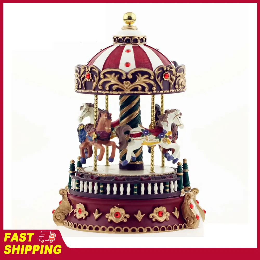 

Creative Resin Crafts Ornaments Hundred tone box Carousel Music Box Christmas Gift
