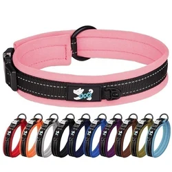 CP399 Soft Comfortable Padded Engraving Buckle Reflective Adjustable Durable Nylon High Quality Pet Dog Collar