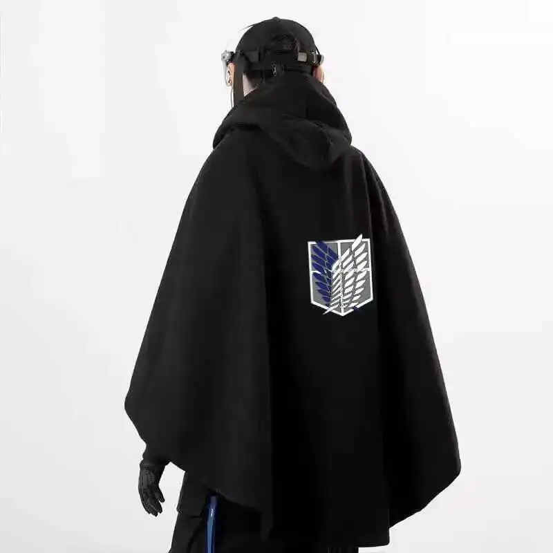

Anime GAME Attack On Titan Cosplay Unisex High Collar Sweater Cloak Men Women Hooded Fake Two Items Loose Coat