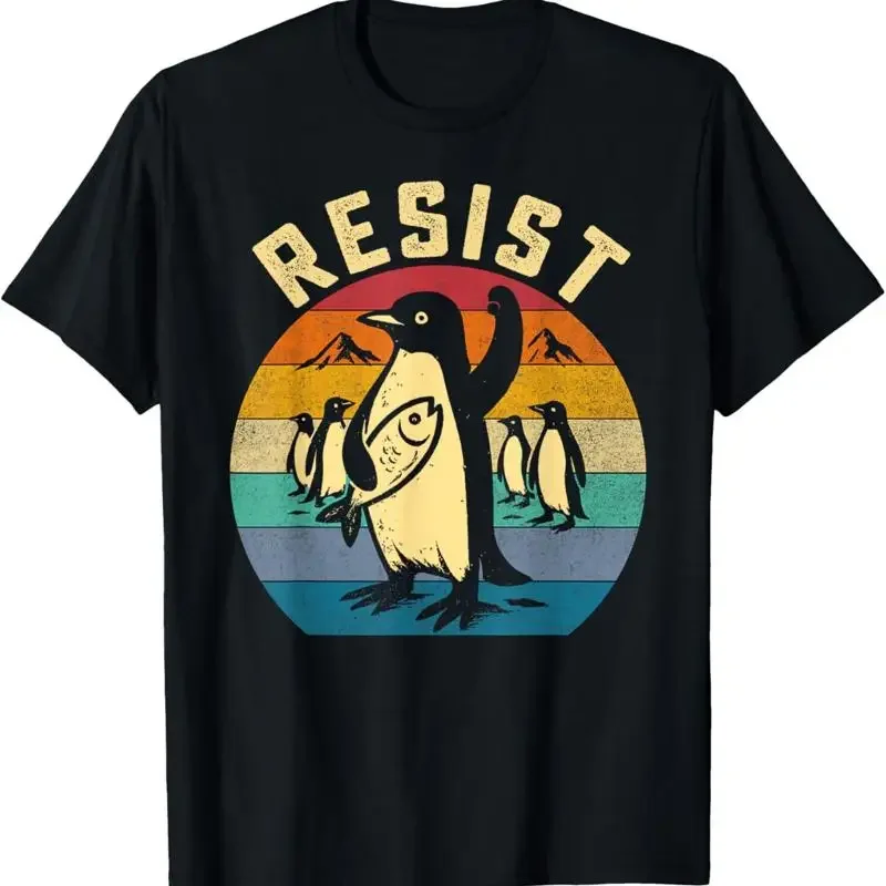Funny Penguin Resist Penguins Protest Against Tariffs Retro T Shirt