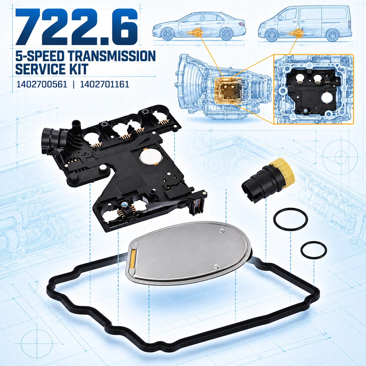 Image of AP02 722.6 Getriebe-Leiterplatten-Filter-Dichtungs-Verbindungs-Kit für Mercedes C-Klasse W202 W203 E W210 W211 S W220 CLK W208 W209 ML W163 SLK R170 R171 G W463 Sprinter Chrysler Crossfire Jeep Grand