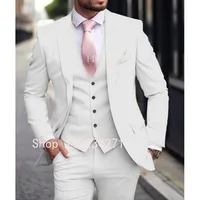 Pink Luxury Men Suits 2024 Terno Slim Fit 3 Piece Jacket Pant With Vest Groom Wedding Tuxedo Costume Homme Formal Occasion Terno 3