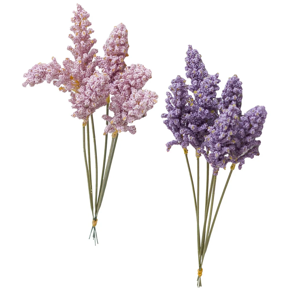 

2 Bunches Fake Artificial Lavender Bouquet Lifelike Simulation Plant Decor Wedding Photography Ornaments Imitation Lavender
