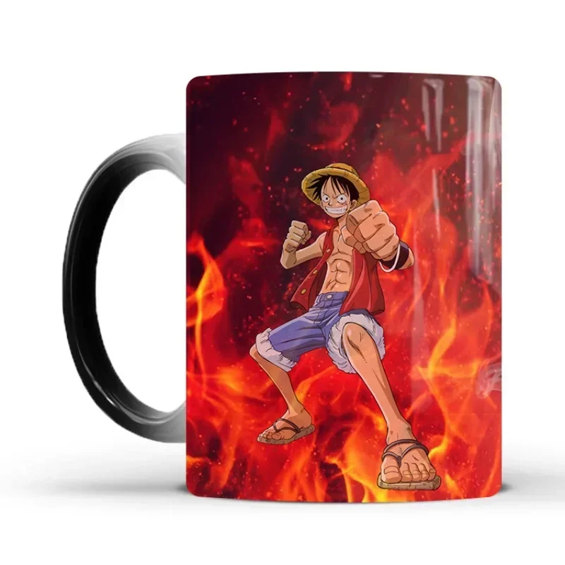 Cartoon Anime one piece luffy Zoro Color Changing mug ceramics Encountering hot display colors coffee cup student Christmas Gift