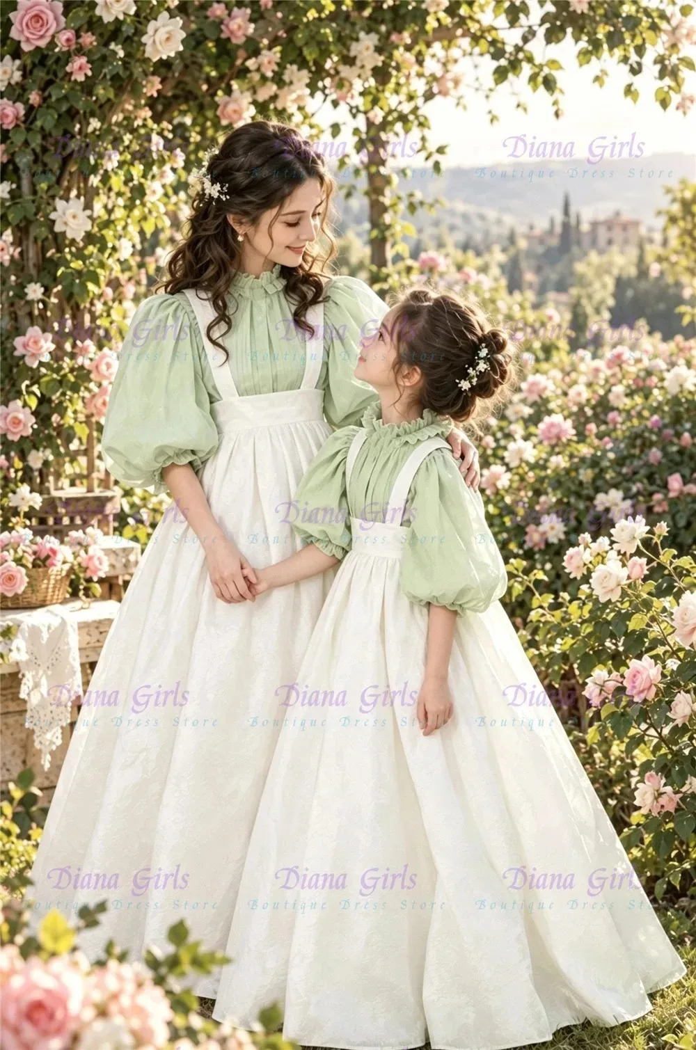 Großhandel Rosa Mädchen-Kleiderset Blumenmädchenkleid Hochwertiges Tüll mit Satin Flauschig für Prinzessin Hochzeit Geburtstag Party Abendkleider – Detail 2