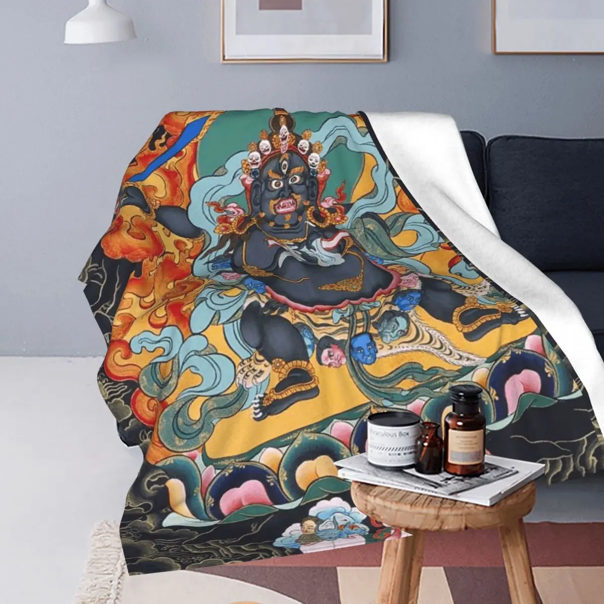 Tantric Buddhist Deity Buddhism God Buddha Blanket Soft Warm Flannel Throw Blanket Bedspread for Bed Travel Home Sofa