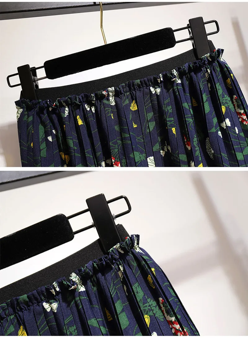 Spring Korean temperament floral Printed loose chiffon pleated 2022 new product new Chic Vestido skirt