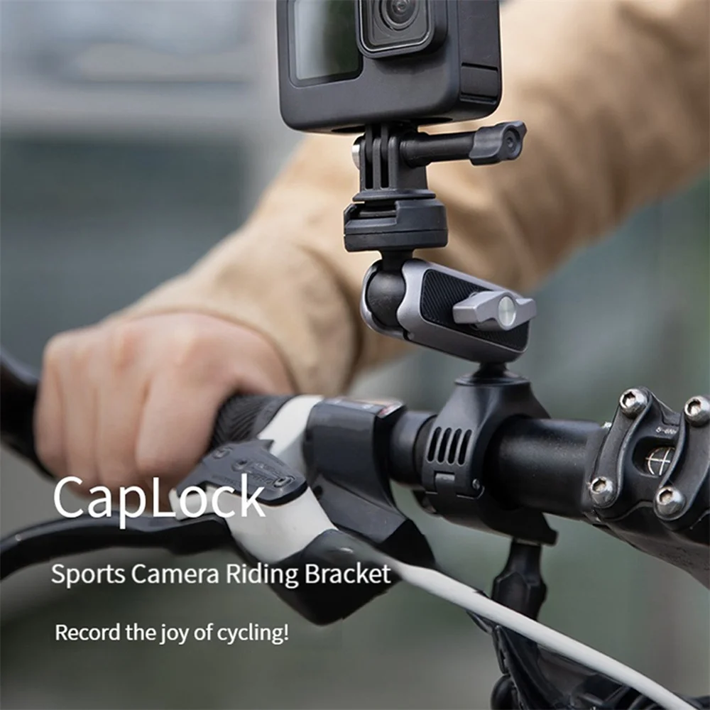 Adjustable Double-ballhead Handlebar Mount Holder Set Caplock Sports Camera Bicycle Mounting Bracket Universal Screw Adapter