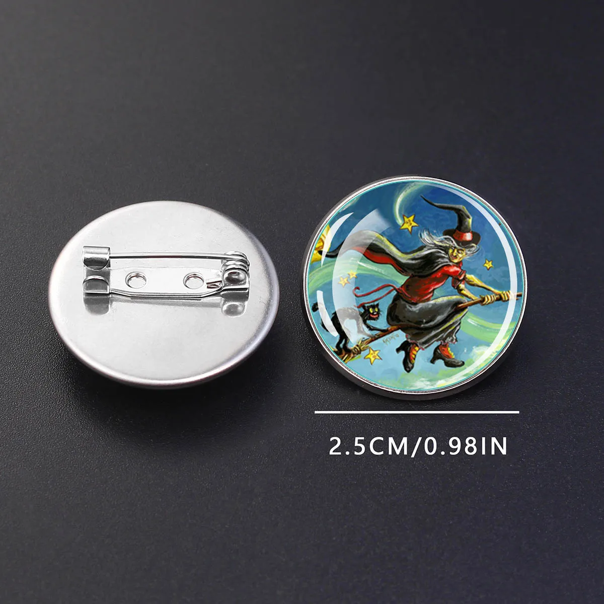 1PC Halloween Themed Circular Metal Brooch with Two Colors To Choose From, Suitable As A Halloween Party Gift or Daily Accessory