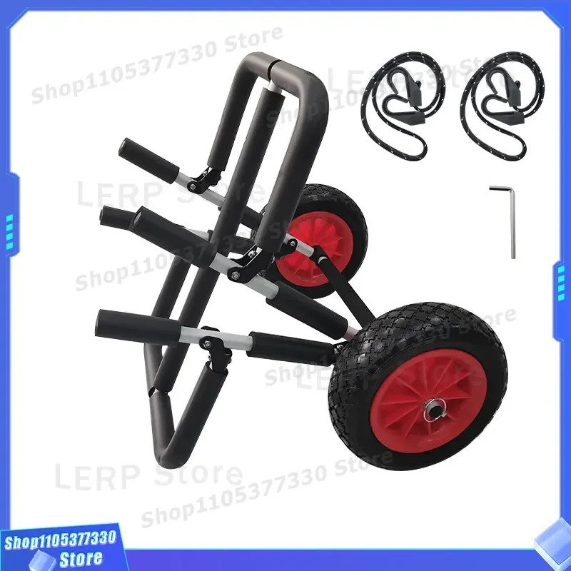 Portable Beach Wagon Cart for Kayak Surfboard Outdoor Folding Utility Trolley Heavy Duty Support Cart for Lawn Camping Gear