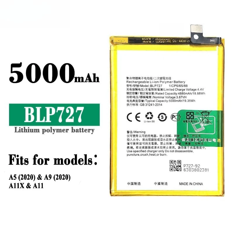 New BLP711 BLP721 BLP727 BLP729 BLP741 BLP757 Phone Battery For Oppo A11 A11X A9 2020 A1K Realme 5 5Pro 5i 5S C2 X2 6 Pro