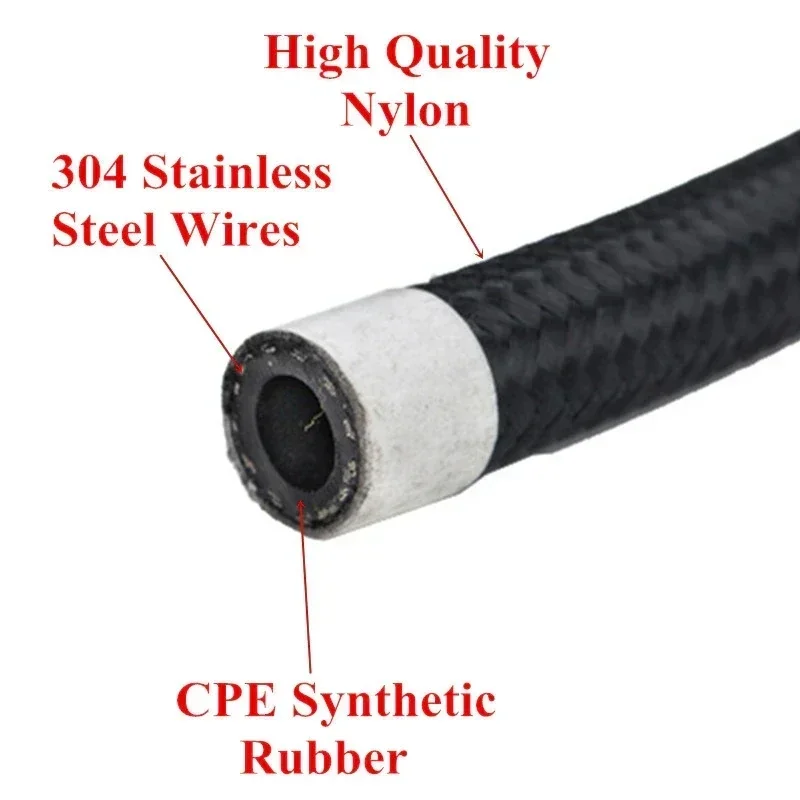 3M 9.84FT 4AN 6AN 8AN 10AN 12AN 16AN Fuel Hose Oil Gas Line Nylon Stainless Steel Braided Brake Hose CPE Rubber Pipe Cool Tube