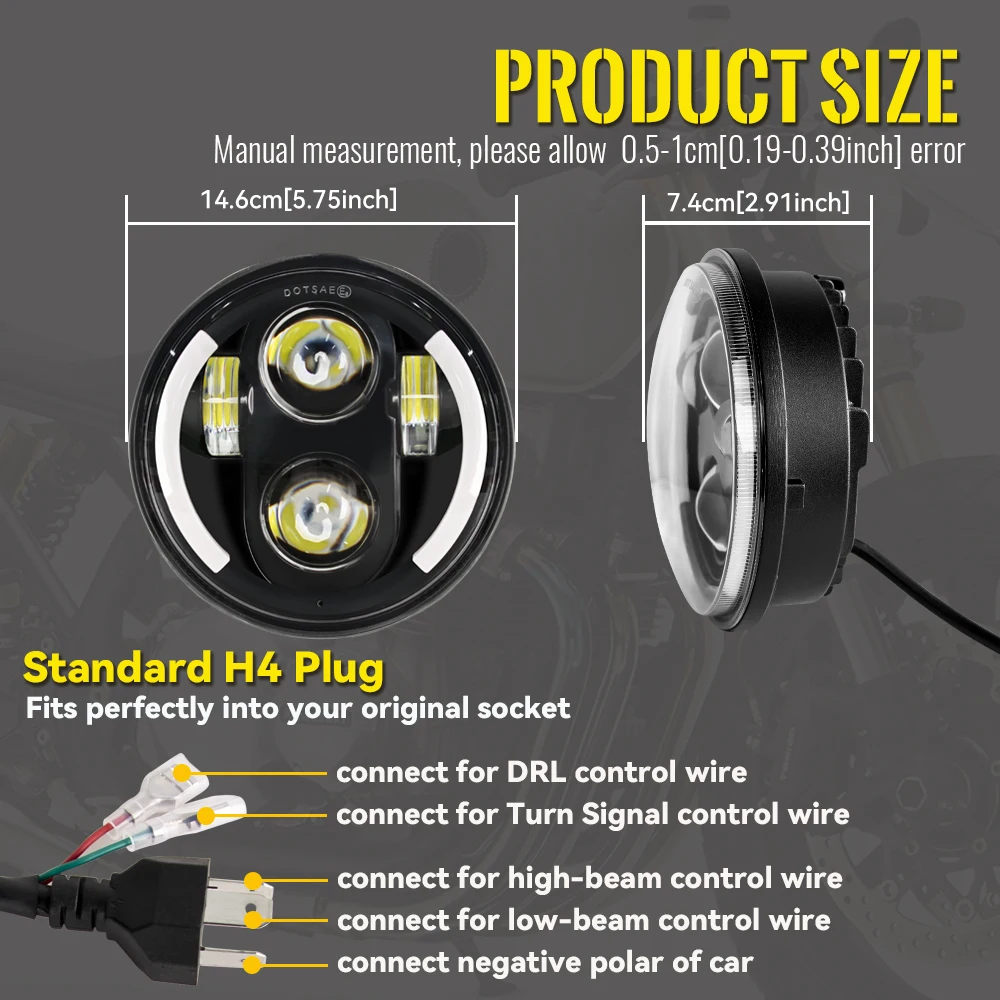 5.75 Inch LED Headlight Projector for Triumph Rocket III Speed Triple Street Triple Motorcycle view 2