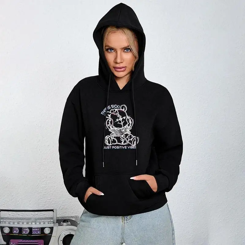 

Letter Print Hoodie, Drawstring Fashion Hooded Sweatshirt For Winter & Fall, Women's Clothing