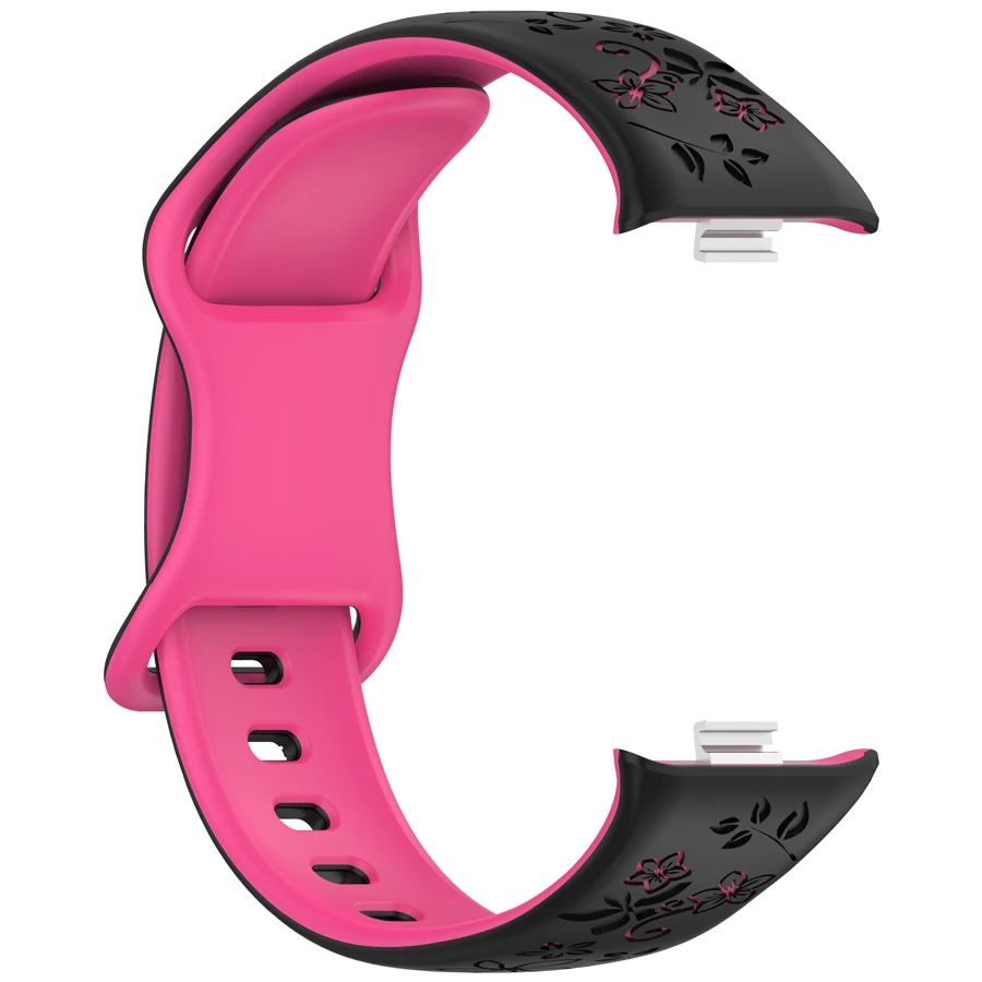 2-kleurige gegraveerde bloemenband voor Redmi Watch 4/5/6 Smartwatch, zachte band voor Xiaomi Mi Band 8/9/10 Pro, armband
