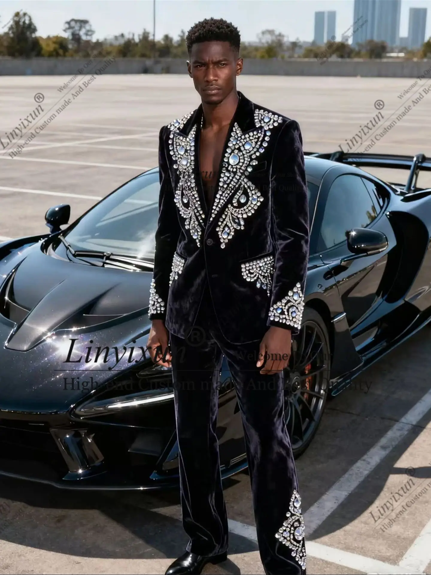 وسيم المخملية مجوهرات حلية الرجال الدعاوى 2 قطعة مجموعات الزفاف العريس الذكور حفلة موسيقية السترة مخصصة سليم سهرة Tuxedo Ternos كاملة