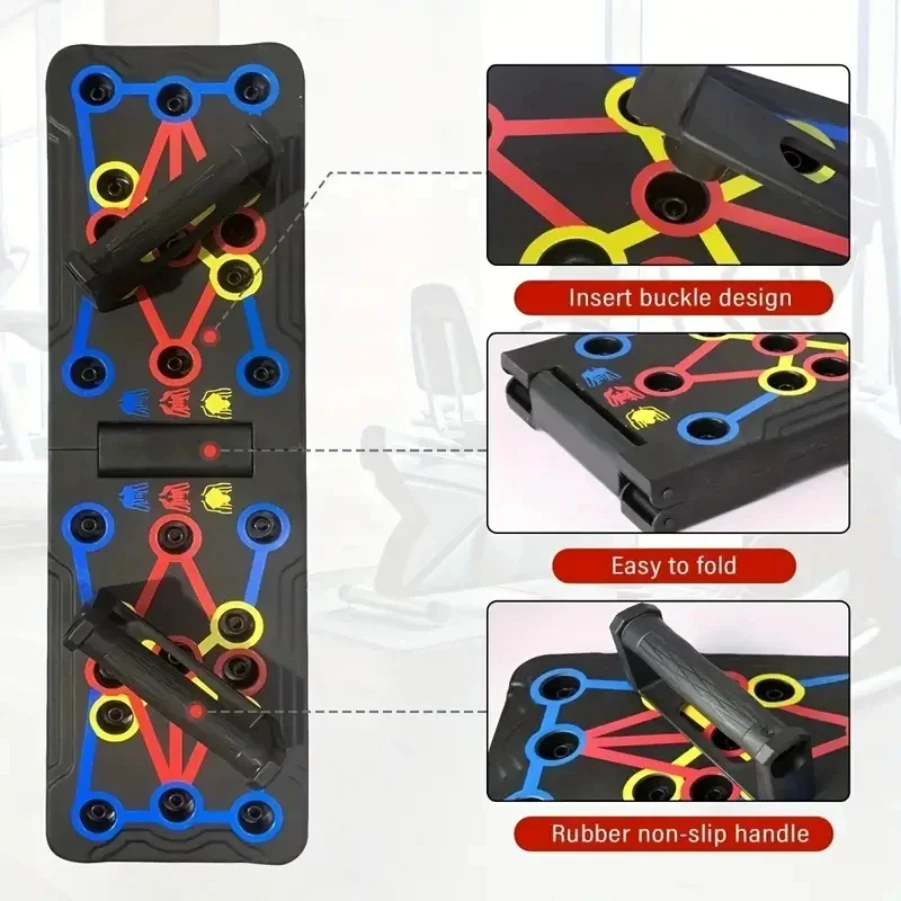 Tabla de flexiones multifuncional portátil, dispositivo de entrenamiento físico y muscular, juego de entrenamiento en casa, barra de realce plegable, resistencia