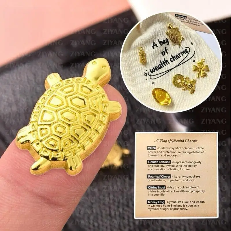 5Pcs Fengshui Lucky Frog Wallet Charm Money Biting Golden Frog Alloy Amulets Ornaments For Good Fortune Financial Stability