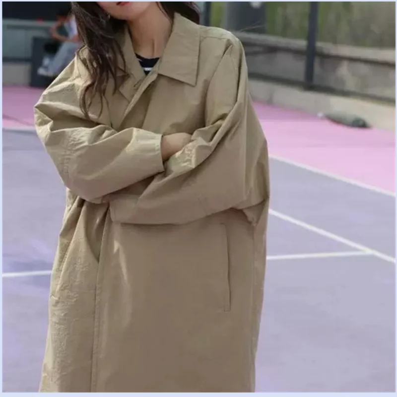

Nordic niche style bat lantern sleeve texture loose long windbreaker jacket