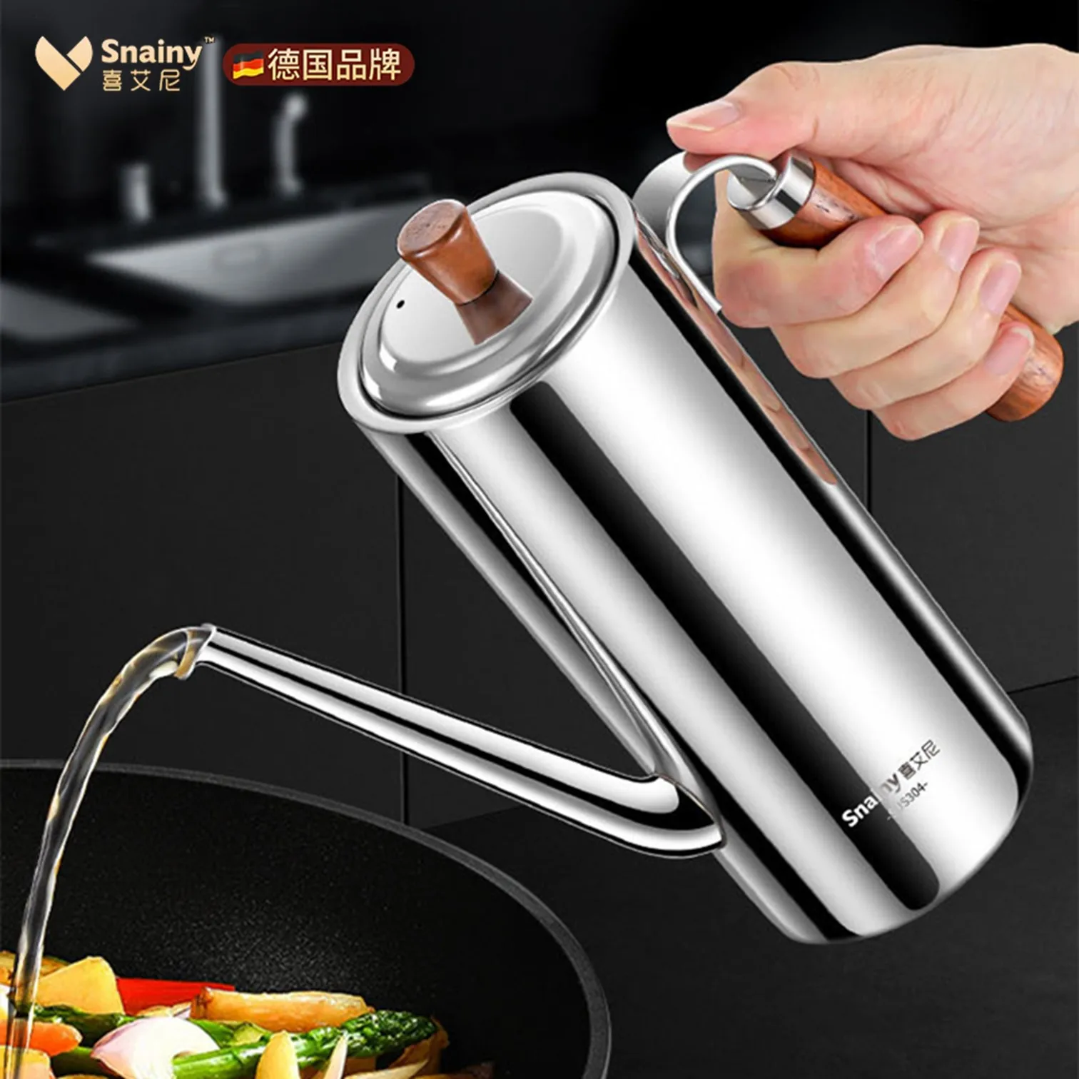 7.5cm Diameter 16/20cm Height 304 Stainless Steel Kitchen Oiler Ultra Thick Fall Resistant Oil Dispenser with Anti-drip Spout