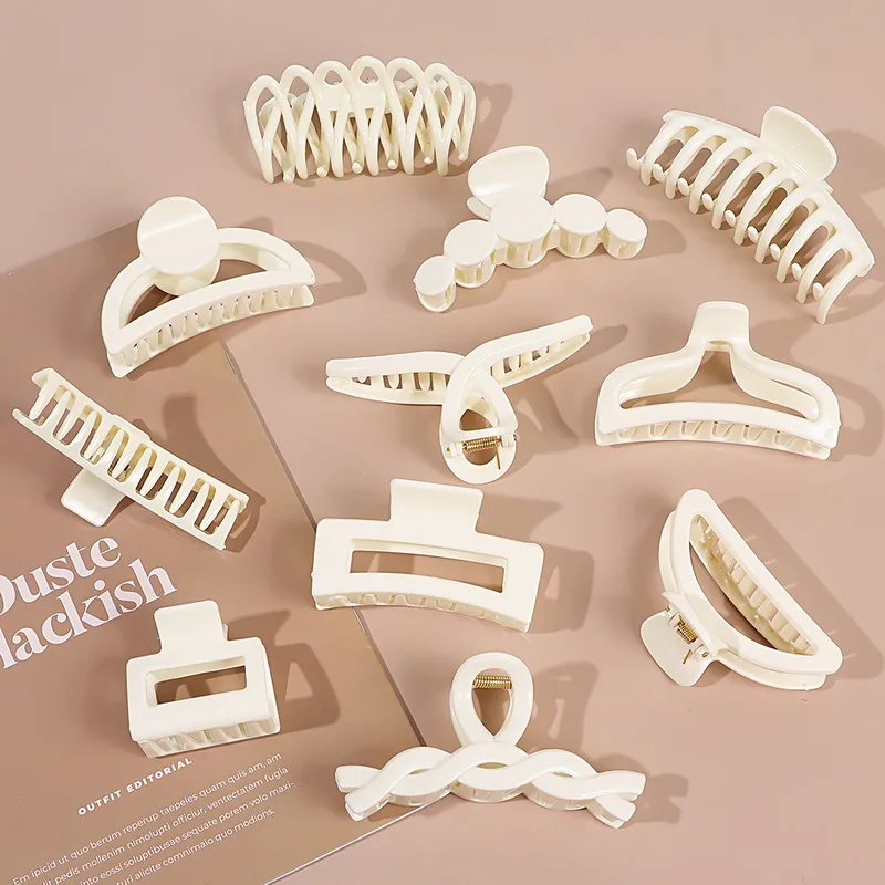 White Series 1Pc Large Hair Claws Acrylic Hairpins Barrette Crab Hair Clips Headwear for Women Girls Styling Hair Accessories