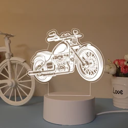 Motorcycle Hot  3D Led Night Lamp Usb Bedroom Manga Anime Figure Lights Children Gift Birthday Party Decor