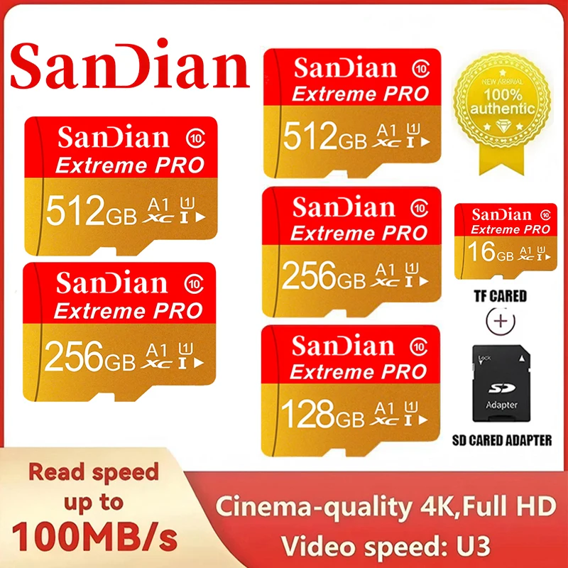 Waterproof TF Cards SD Cards Memory Card Micro TF SD Card 64GB 128GB 512GB 256GB 32GB Fast Read Write A2 for Camera Nintendo
