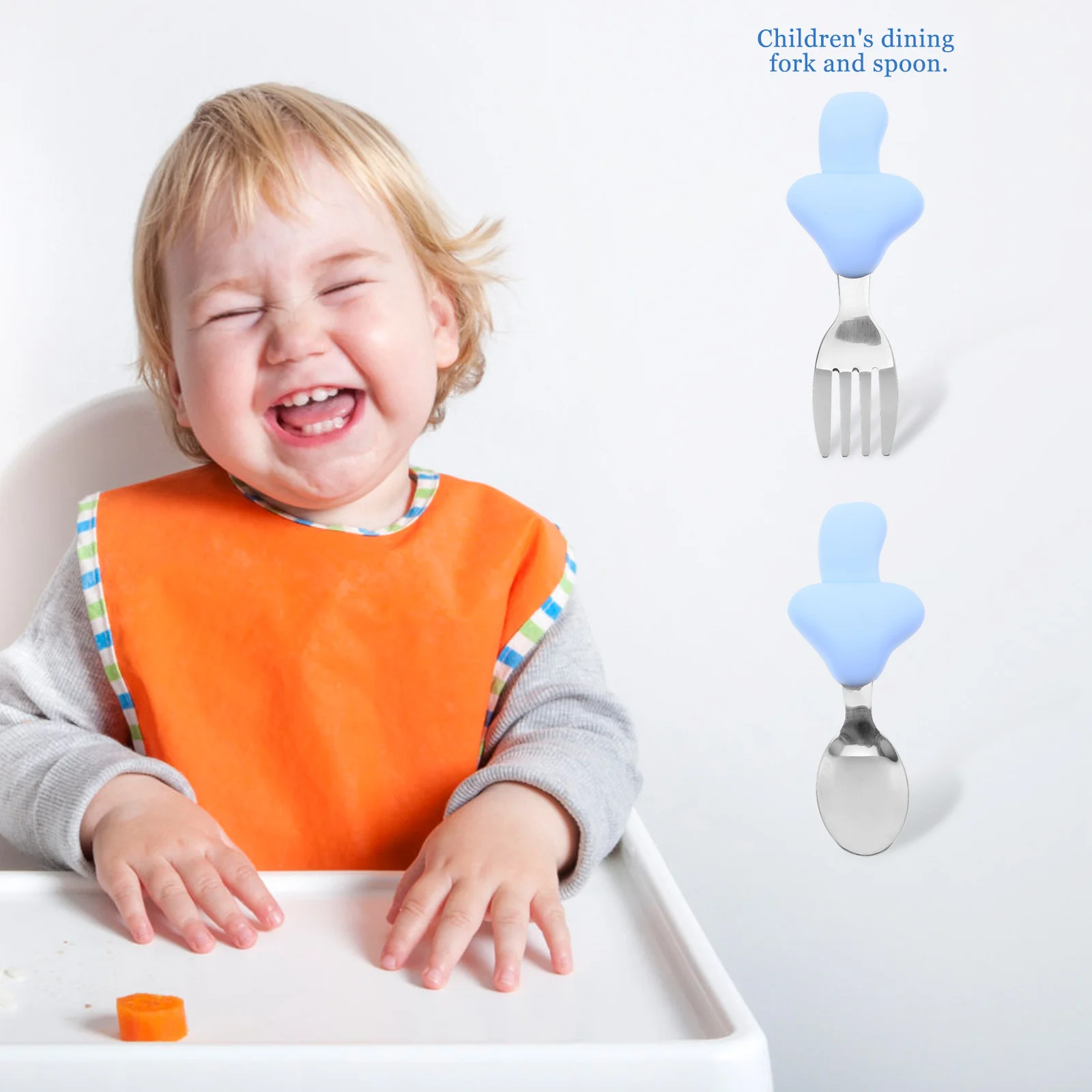 

1 комплект, набор ложек и вилок для еды, силиконовая ручка, посуда для малышей, тренировочное серебро, инструменты для кормления, легкий, безопасный