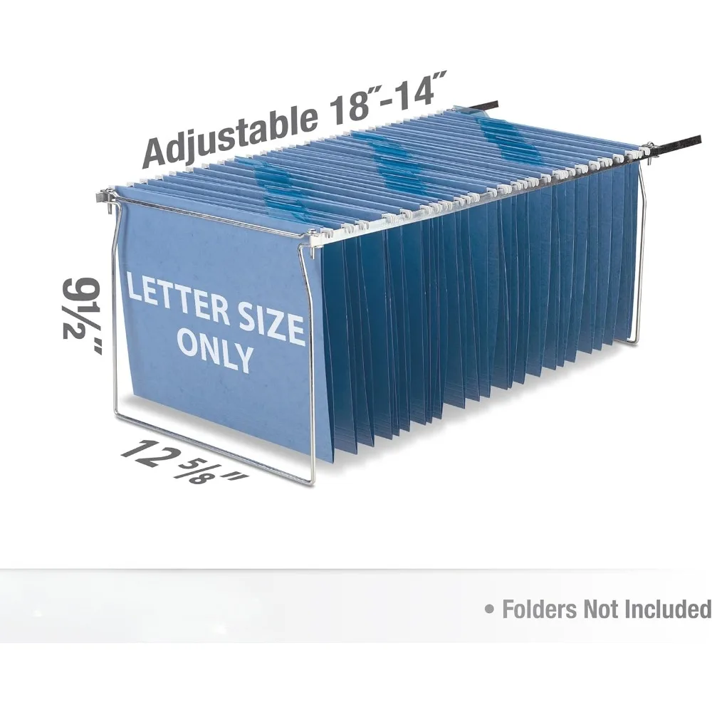 Hanging File Frame, Letter Size, Adjustable 14 to 18-Inches, 2 Count (Pack of 1),Silver