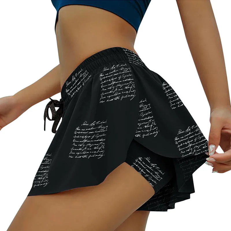 New Women 2 In 1 Butt Scrunch Skirted Running Shorts Quick Dry Fake Skirt Sexy Gym Workout Short Pants Yoga Fitness Sports Short