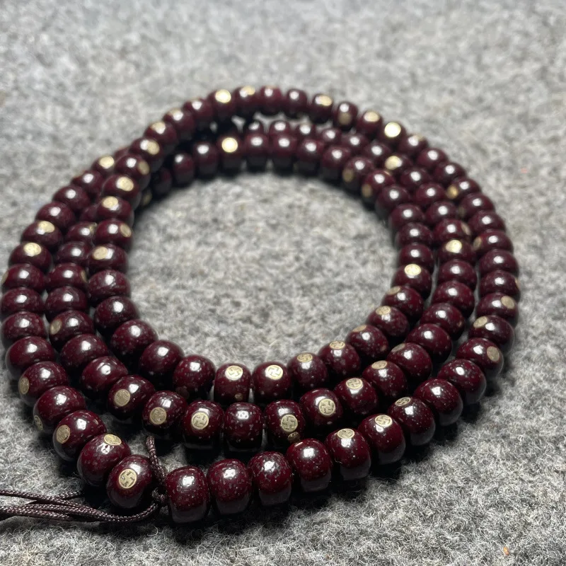 

Ancient Style Color Star Moon Cinnabar Thousand Words for Bubble Xingyue Bodhi Buddha Beads Men and Women Bracelet108 Inlaid wit