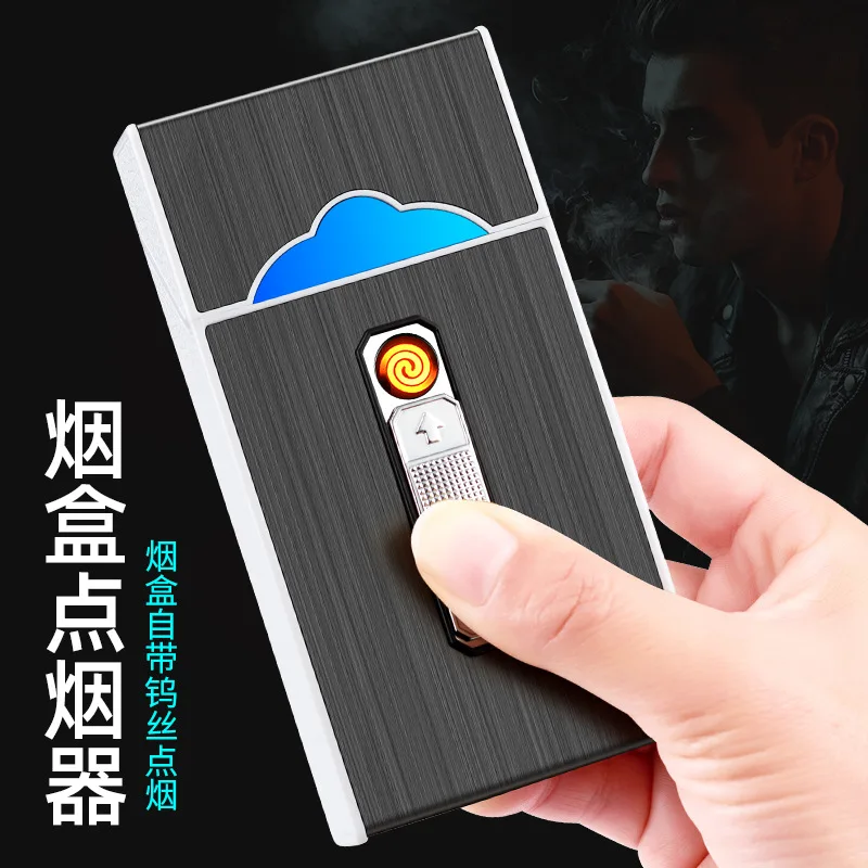 New Multi-function Lighter Cigarette Case One-piece Portable Cigarette Lighter 20 Packs Fine Cigarette Case Lighter Lady Gift