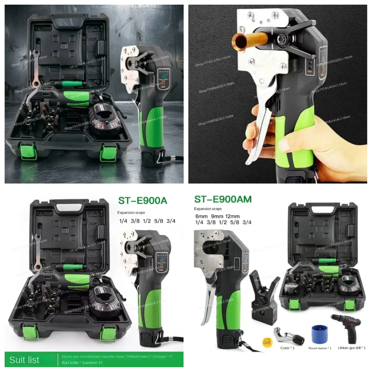ST-E900AM Electric Flare Tool Set for Copper Pipe Air Conditioning Refrigeration with Tube Cutter Deburring Tool