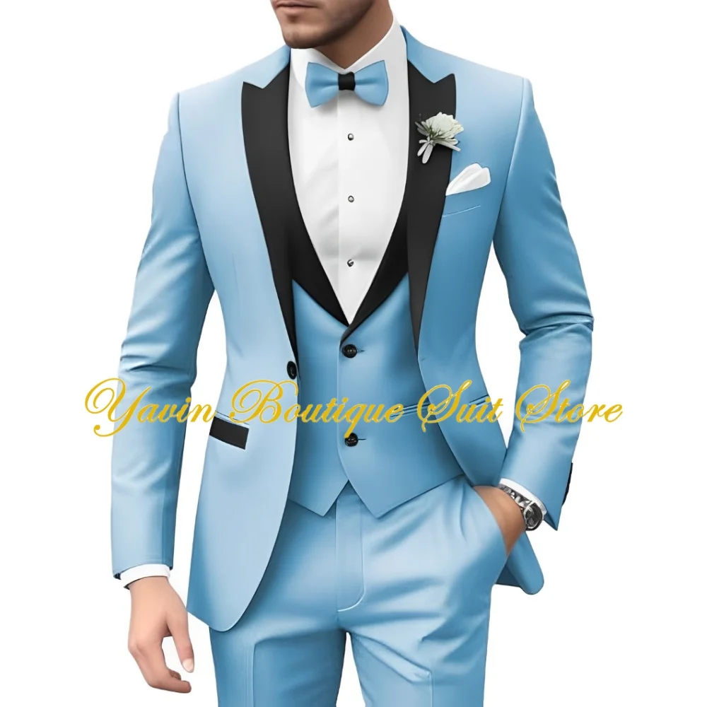 بدلة رجالية رسمية 3 قطع سترة بقصة ضيقة وسراويل تناسب الرجال بدلة سهرة عصرية لحفلات الزفاف وحفلات التخرج للرجال