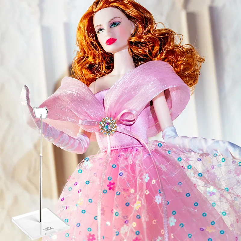 Muñeca de supermodelo de 32cm con soporte para muñeca, vestido de princesa rosa a la moda, juguetes DIY de piel negra, regalo Original Popular de coleccionista europeo