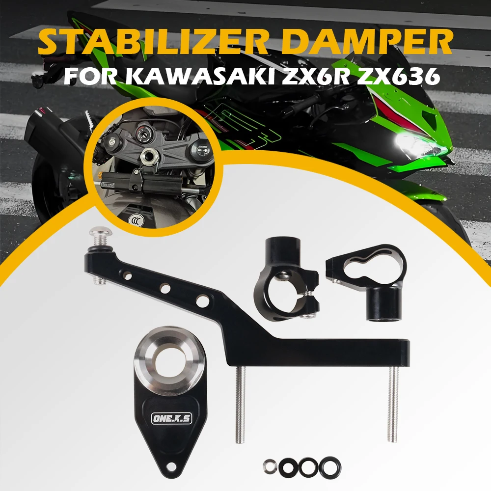 Motorcycle CNC Stabilizer Damper Complete Steering Mounting Bracket For KAWASAKI  Ninja ZX-6R  ZX6R ZX636R 2023-2024-2025