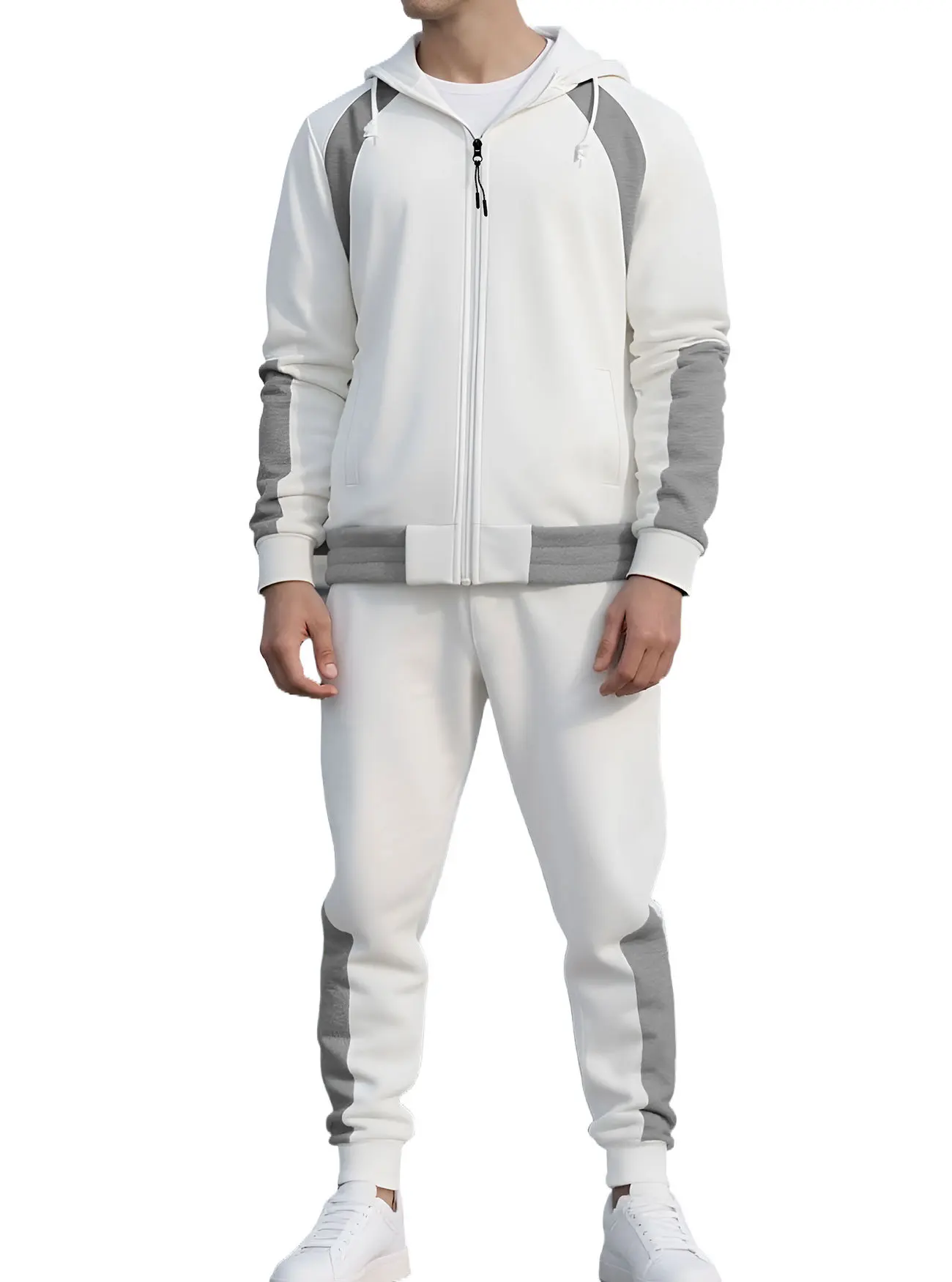 الرجال قطعتين مجموعات قلم رصاص الكاحل طول السراويل سستة بلوزات طويلة الأكمام مقنعين هوديس جيوب رياضية غير رسمية المرقعة #6