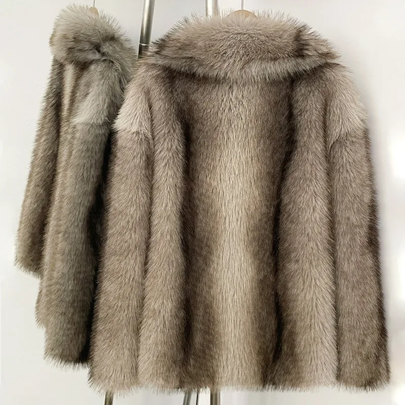New Autumn Winter Thickened Imitation Fox Fur Integrated Temperament Medium To Long Environmentally Friendly Fur Coat for Women