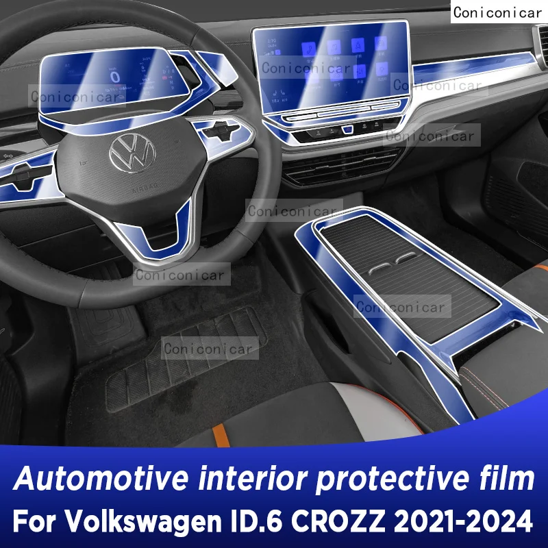 For Volkswagen ID.6 CROZZ 2021-2024 ID6 Gearbox Panel Navigation Automotive Interior Screen TPU Protective Film Anti-Scratch