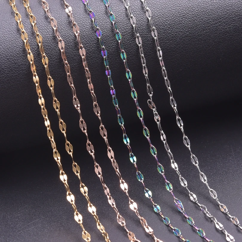 10pcs/Lot Lips Chains Rose Gold/Rainbow/Silver/Gold Color 40+5cm Stainless Steel Chain Necklaces For Women Girl DIY Accessories