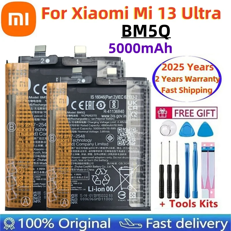 

Fast Shipping 100% New Original BM5Q Replacement Battery 5000mAh For Xiaomi Mi 13 Ultra 13Ultra Batteries+Free Tools