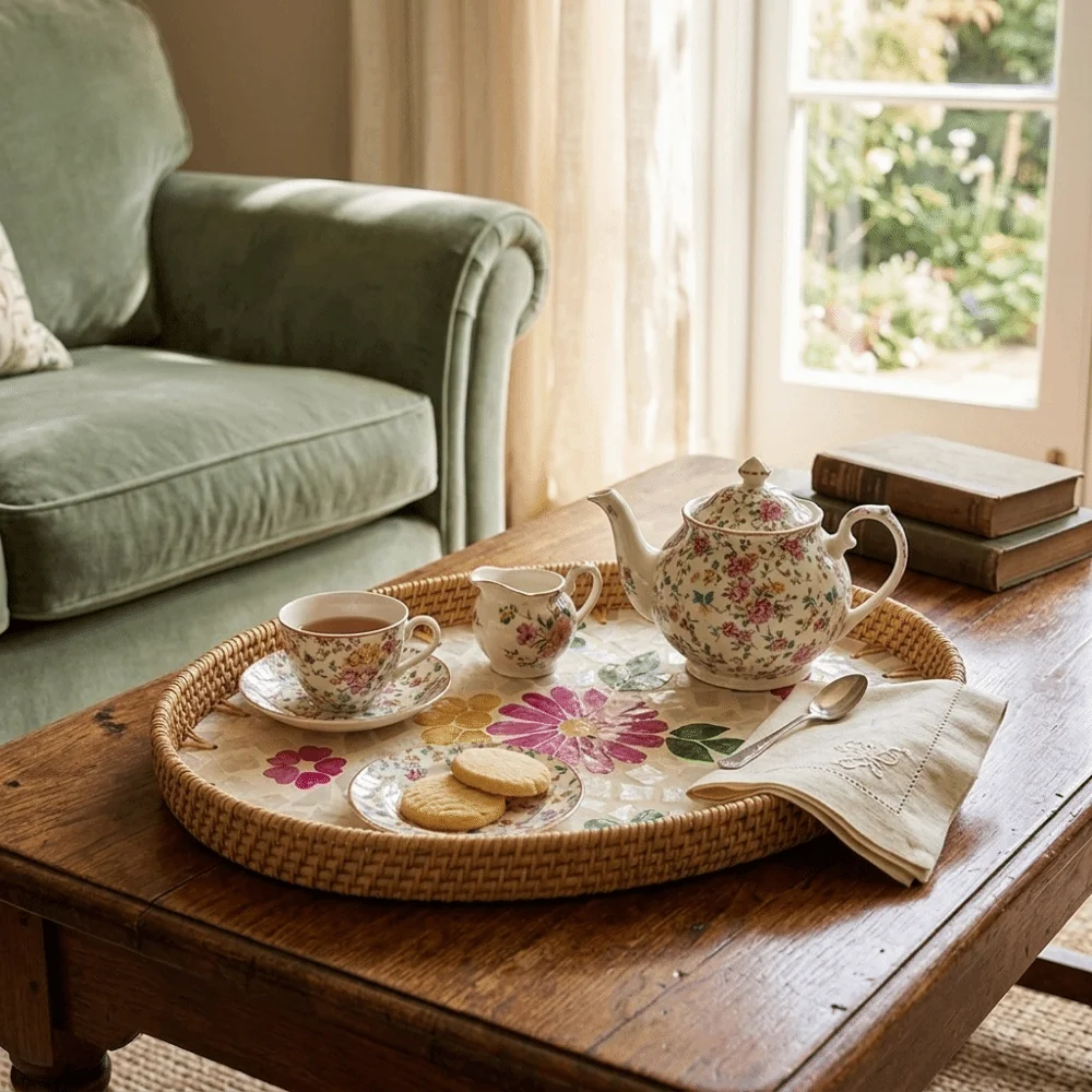 3Pcs Plant Fiber Serving Tray Woven Texture Flat Tray Storage Tray Breathable Structure Sturdy Decorative Snack Tray