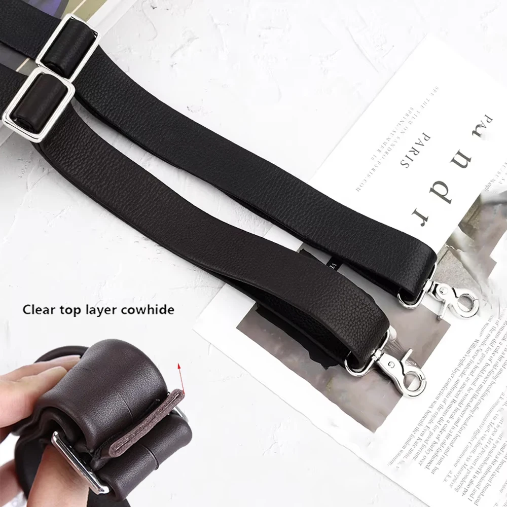 Genuine Cowhide Leather Shoulder Bag Strap Adjustable Wide Handbag Belt Replacement For Men Women Laptop Bags Handle Accessories