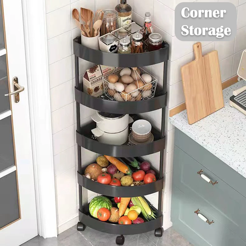 2-5 Tier Counter Bathroom Storage Cart Large Utility Rolling Storage Organizer Cart with Wheel Mobile Slim Slide Organizer Shelf